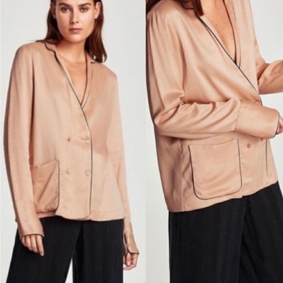 NWT Zara Trafaluc Pajama Style Blouse - Picture 2 of 13